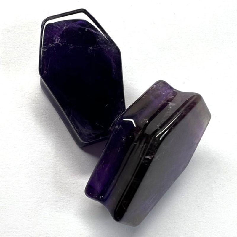 Amethyst Coffin Plugs 5/8 inch (16mm) Amethyst Pair