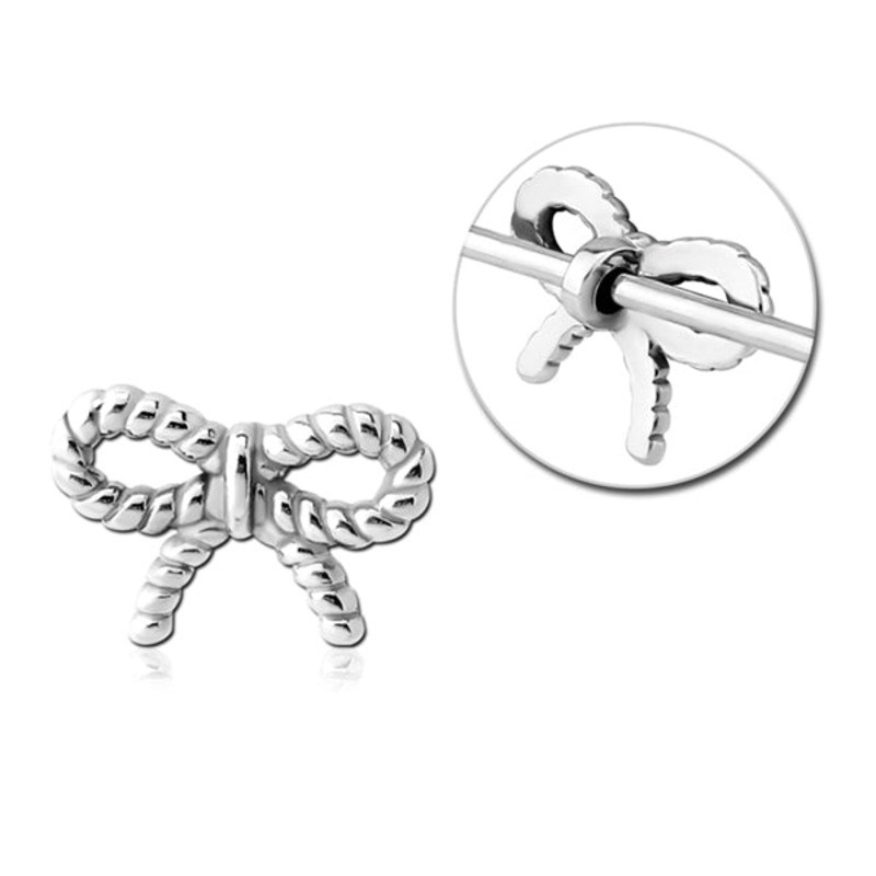 Bow Stainless Barbell Charm 11.2x16mm Stainless Steel