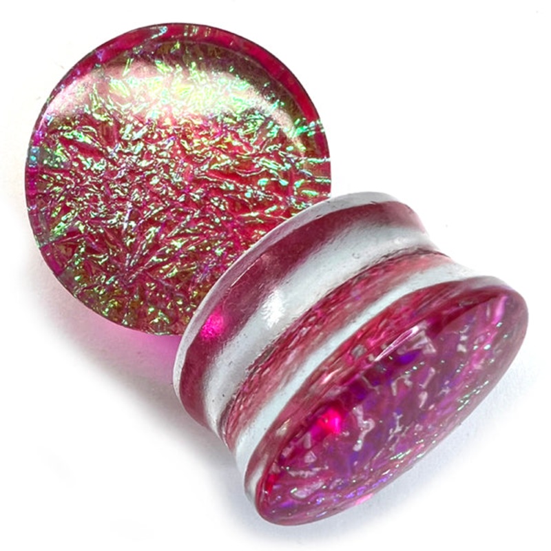 Pink Fire Opal Glass Plugs 4 gauge (5mm) Pink