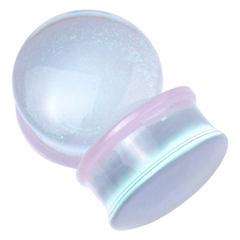 Pink Galaxy Glass Plugs 2 gauge (6mm) Pink Pair