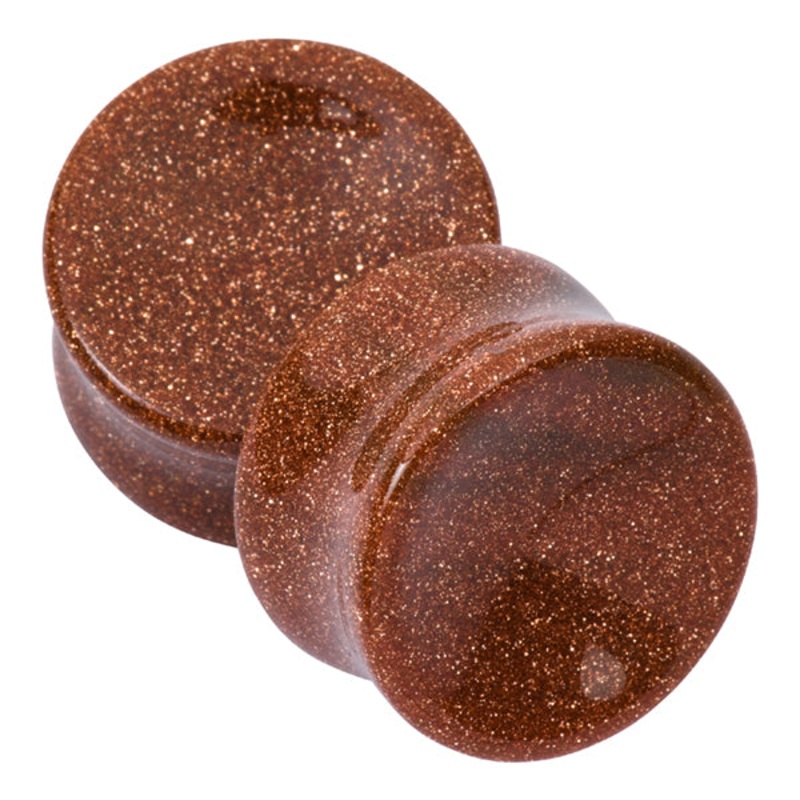Red Goldstone Concave Plugs 2 gauge (6mm) Red Goldstone
