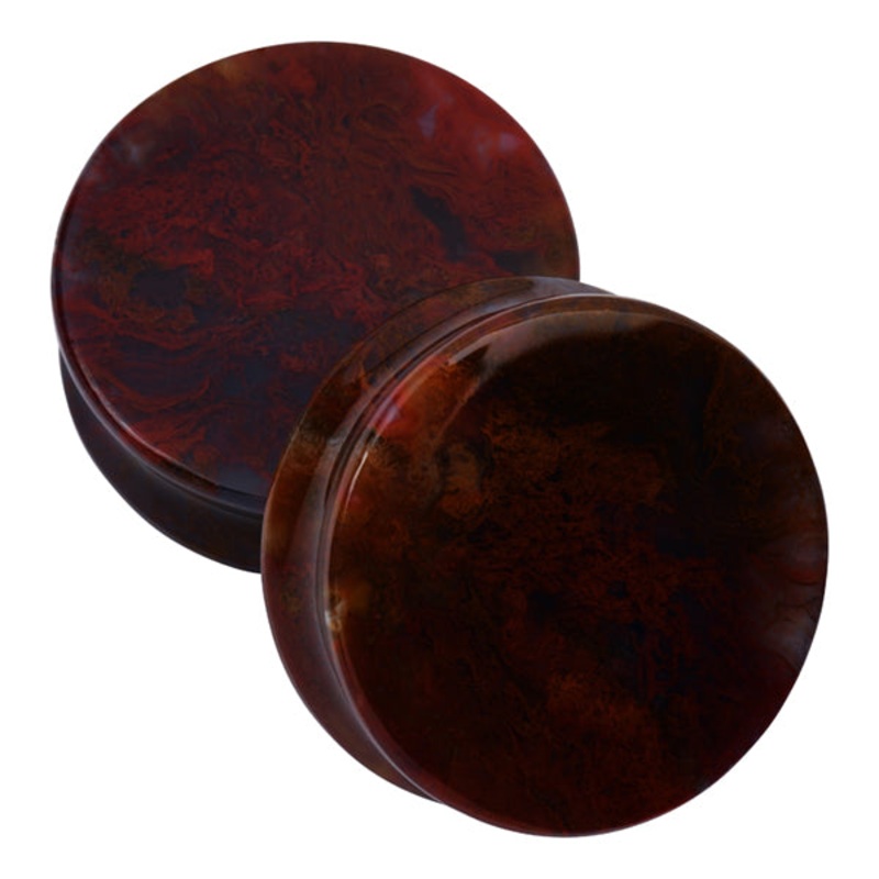 Red Moss Agate Plugs 00 gauge (10mm) Red Moss Agate