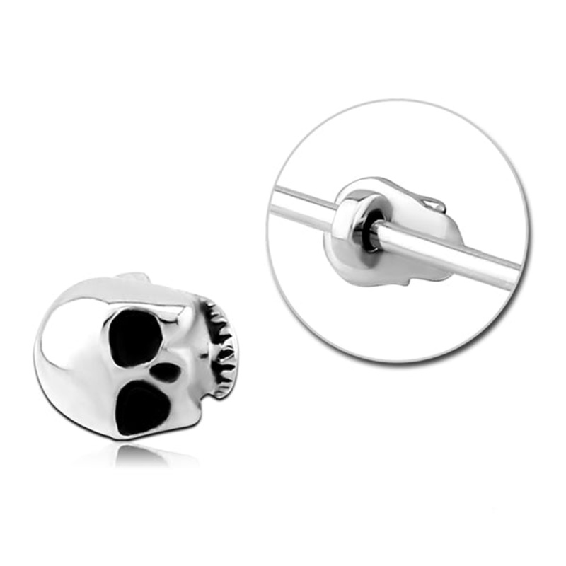 Skull Stainless Barbell Charm 5.9×7.1mm Stainless Steel