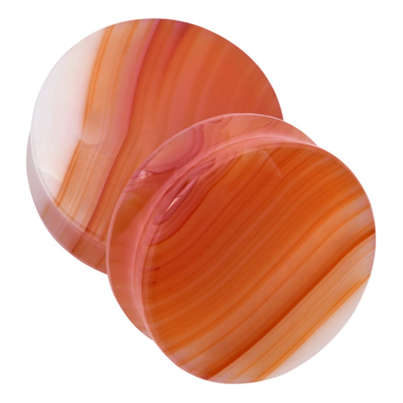 Sumatra Agate/Carnelian Plugs 00 gauge (10mm) Sumatra Agate/Carnelian