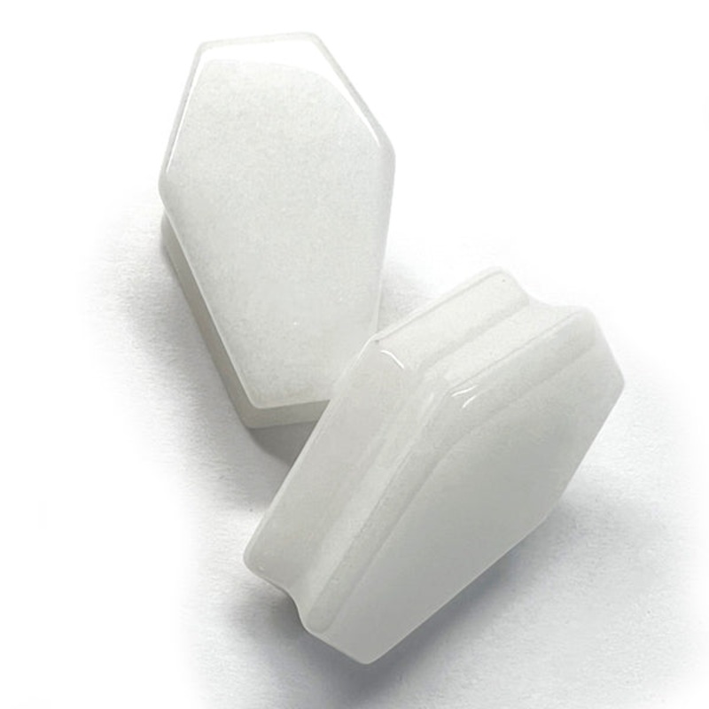 White Jade Coffin Plugs 5/8 inch (16mm) White Jade Pair