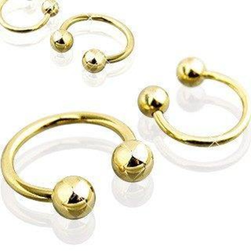 12g Gold Circular Barbell 12 gauge – 15/32″ diameter – 5mm balls Gold Stainless