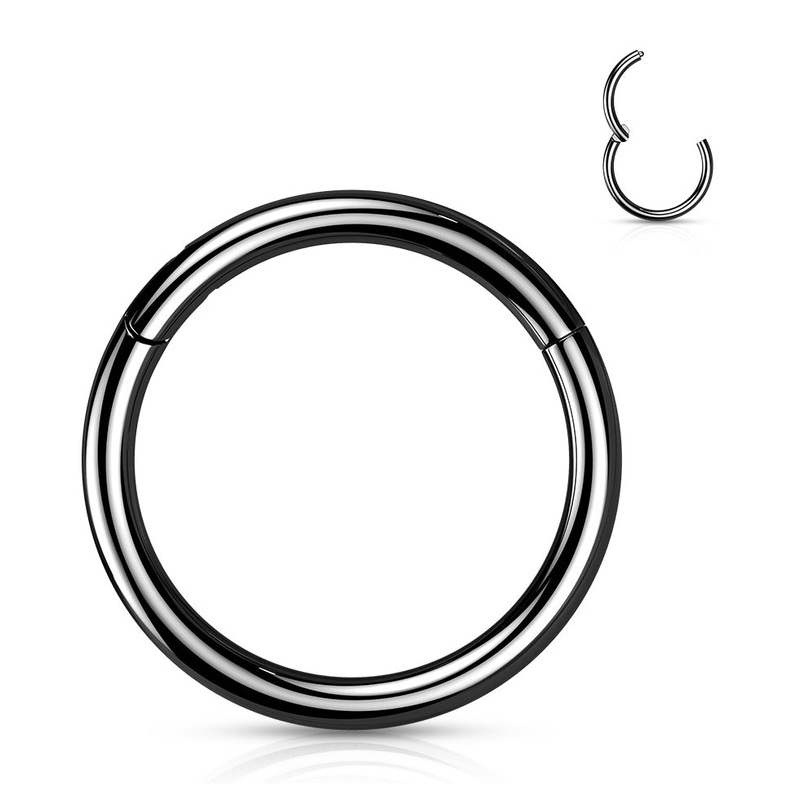 14g Black Titanium Hinged Segment Ring 14g – 5/16″ diameter (8mm) Black Titanium