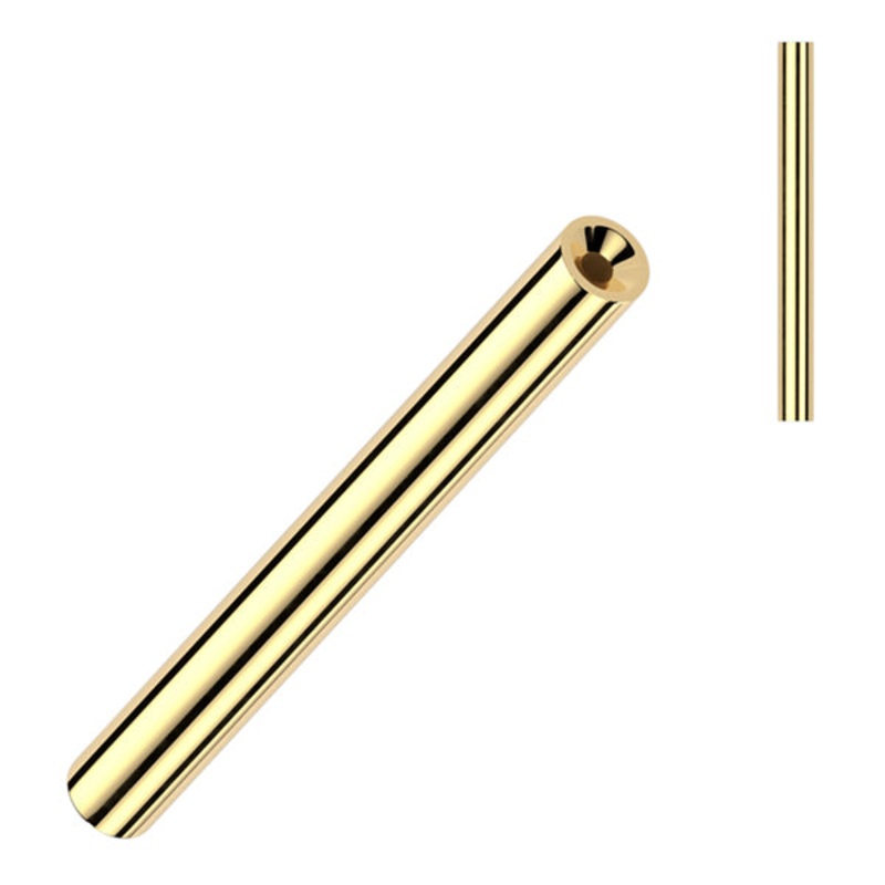 14g Threadless Gold Titanium Straight Barbell (no ends) 14g – 15/32″ long (12mm) Gold Titanium