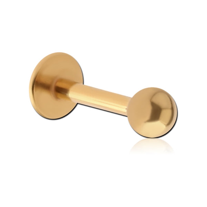 16g Gold Titanium Labret 16g – 1/4″ long (6mm) – 3mm ball Gold Titanium