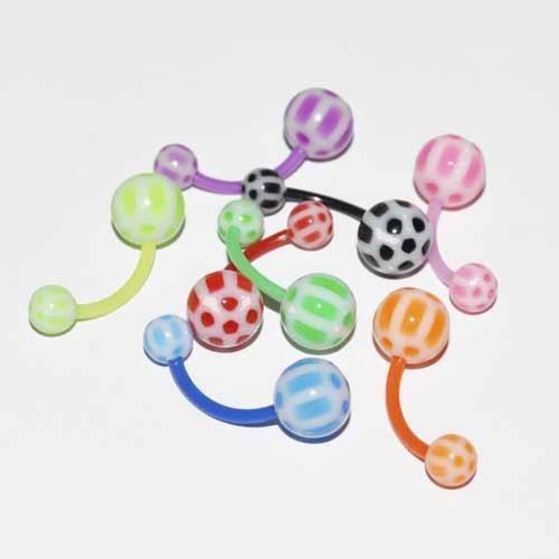 8pc Bioflex Checker Ball Belly Bar 14G