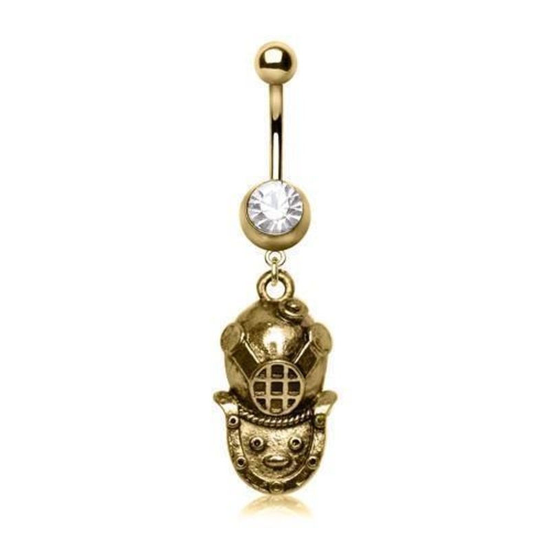 Antique Diving Helmet Belly Bar 14G