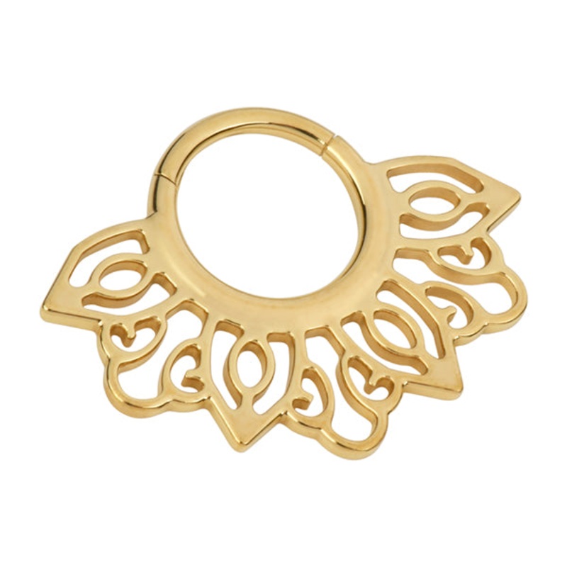 Lace Gold Titanium Hinged Ring 16g – 5/16″ diameter (8mm) Gold Titanium