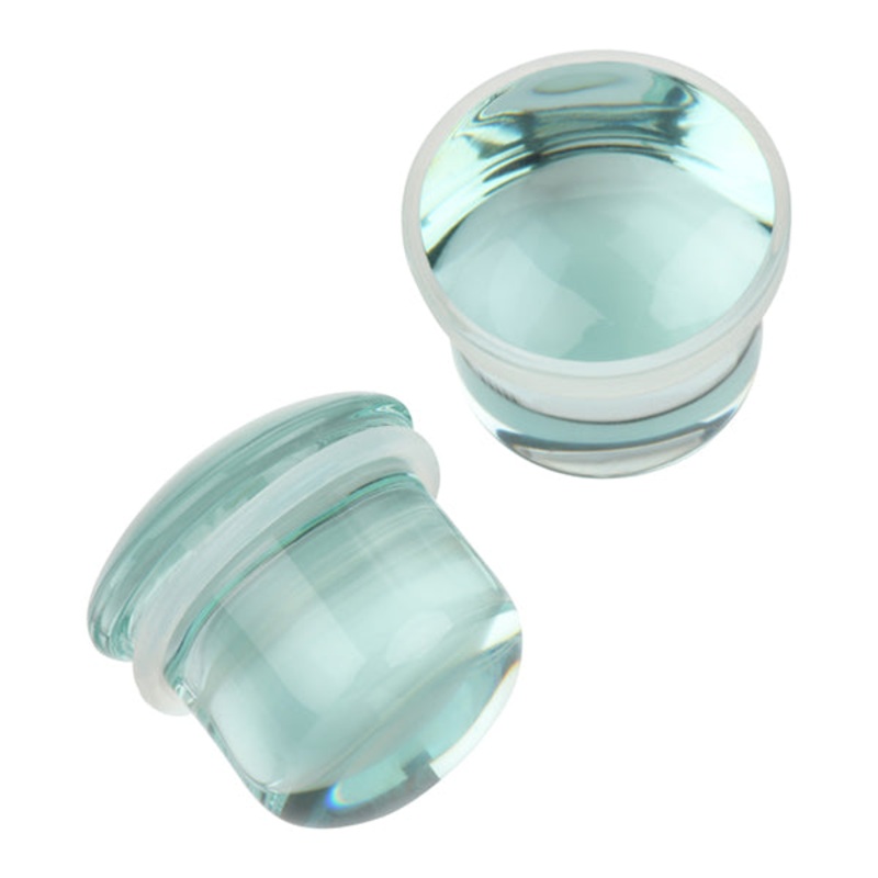 Vintage Clear Glass Single Flare Plugs 14 gauge (1.6mm) Clear