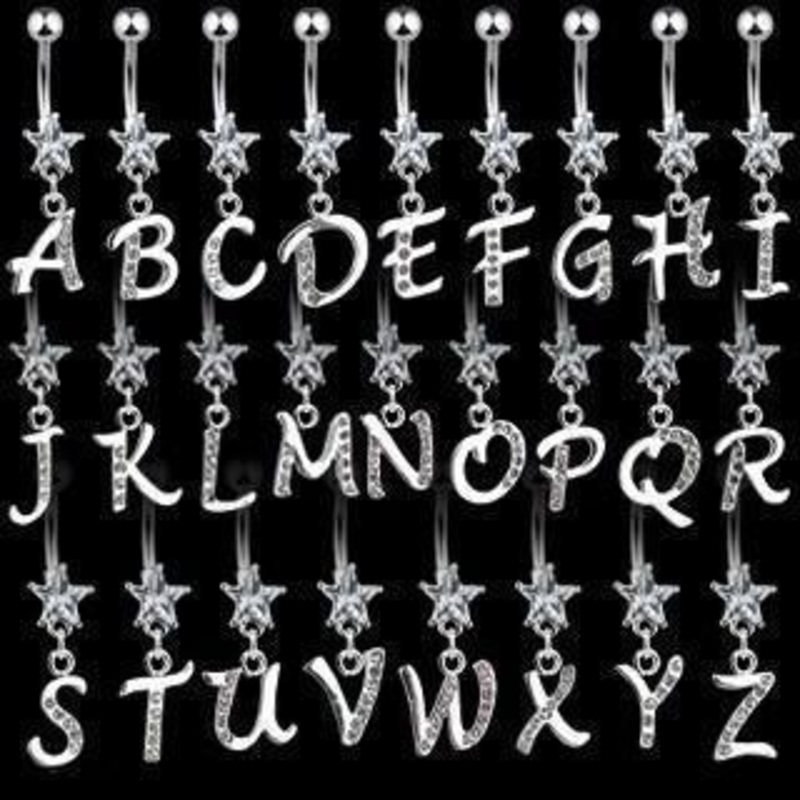 Initial Letter Belly Bar 14G E