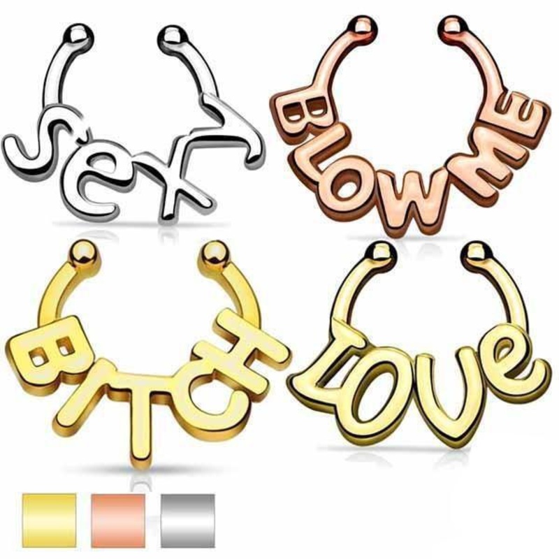Logo Non-Piercing Septum Ring Gold Bitch