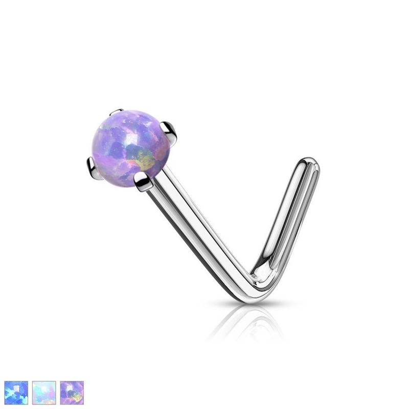 Prong Opal Nose L Bend 20G 18G 20G White 2mm