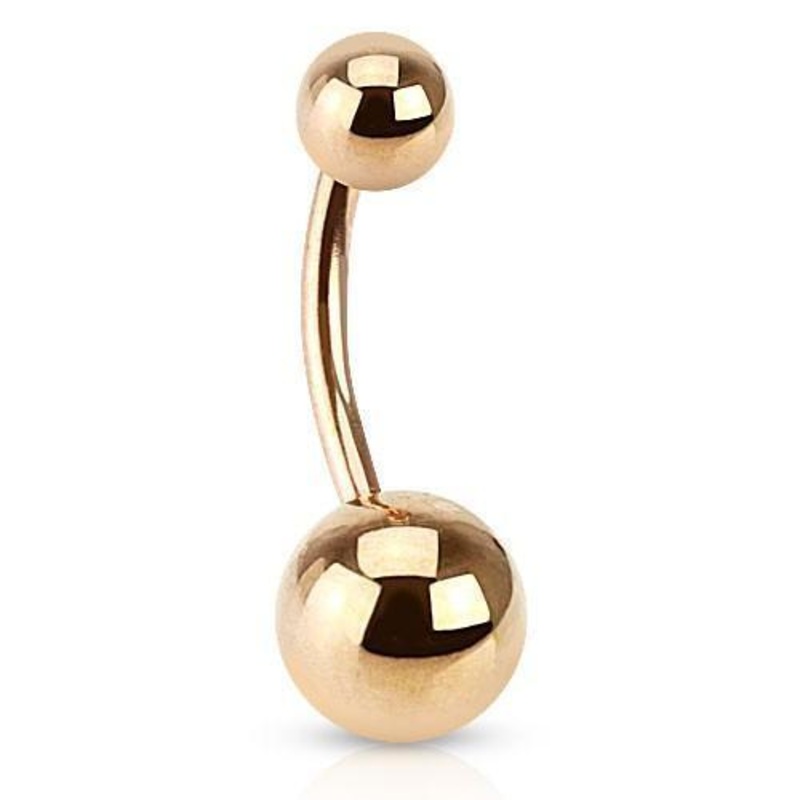 Rose Gold IP Belly Bar 16G 14G 16G 8mm 4x6mm