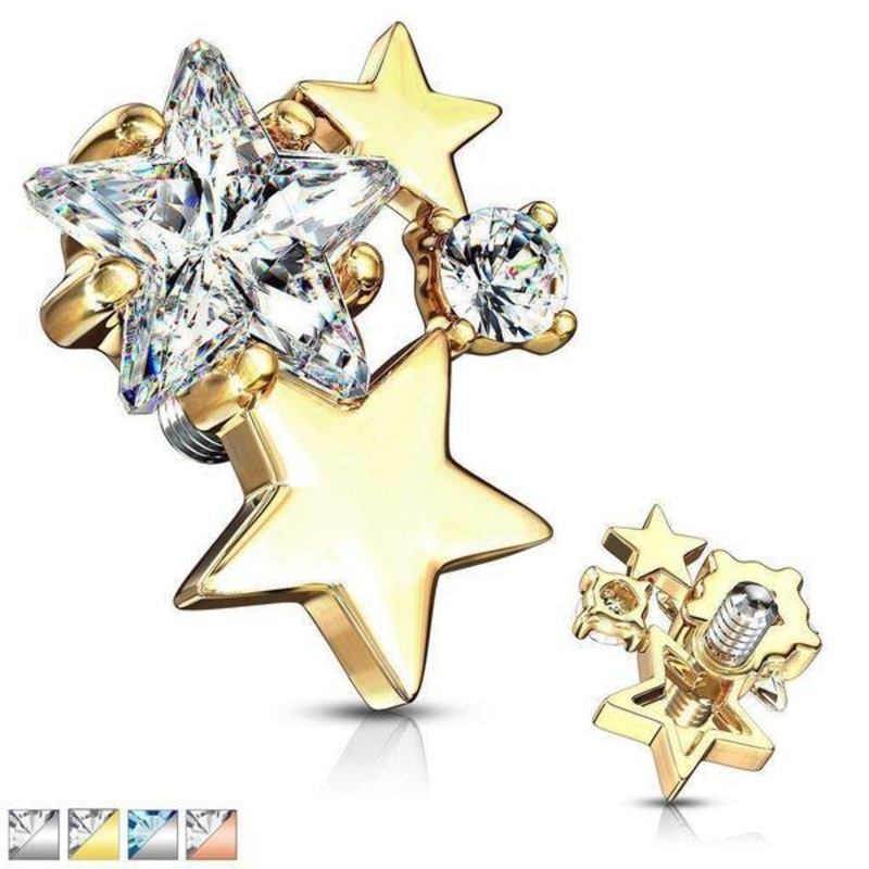 Star Cluster Dermal Top 14G Rose Gold