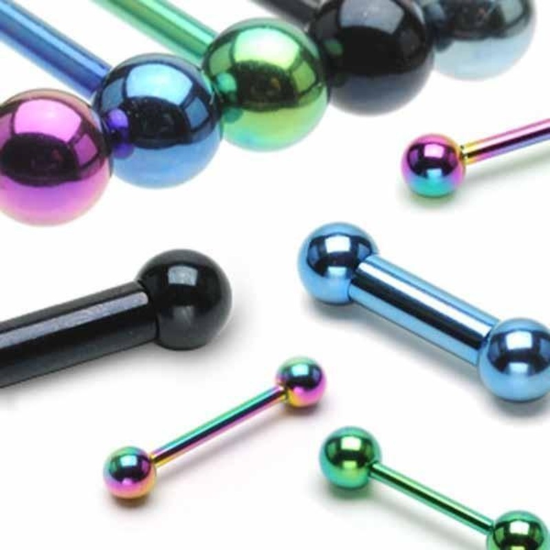 Titanium IP Barbell 16G-6G 16G 6mm – 3mm Black