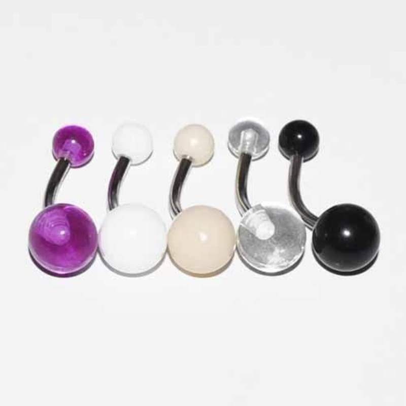 UV Ball Belly Bar 14G Clear