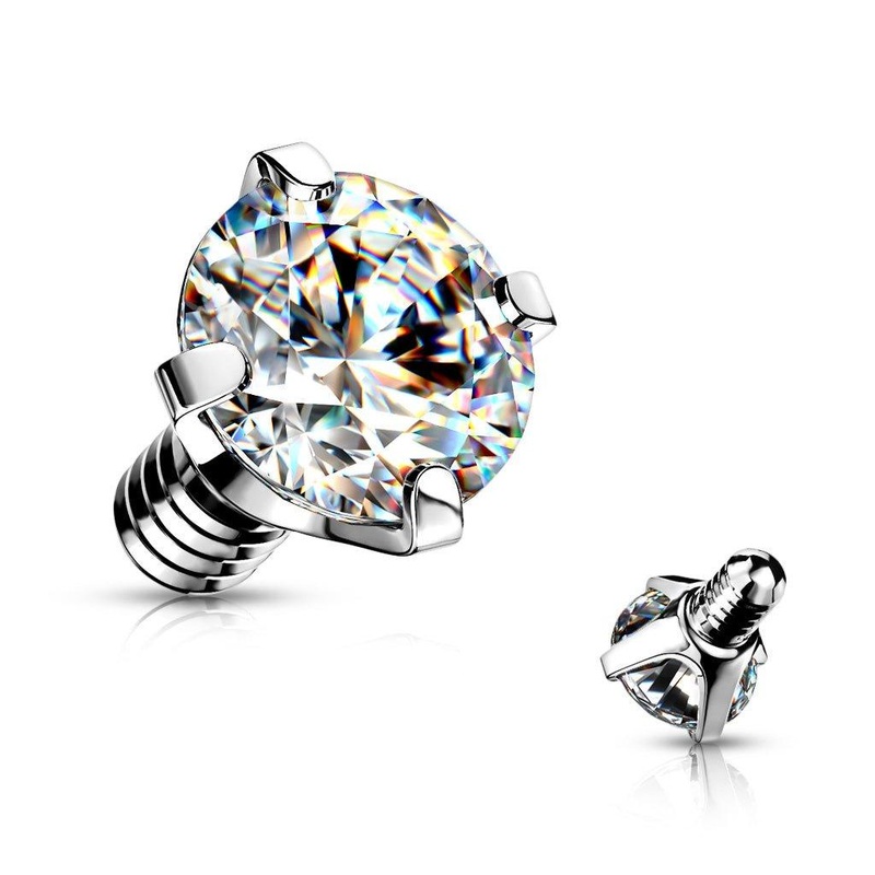 3mm Round Gem Dermal Top 14G 3mm