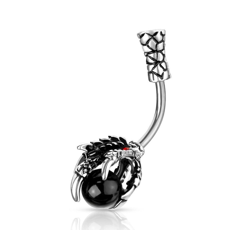 Dragon Claw with Orb Belly Bar 14G