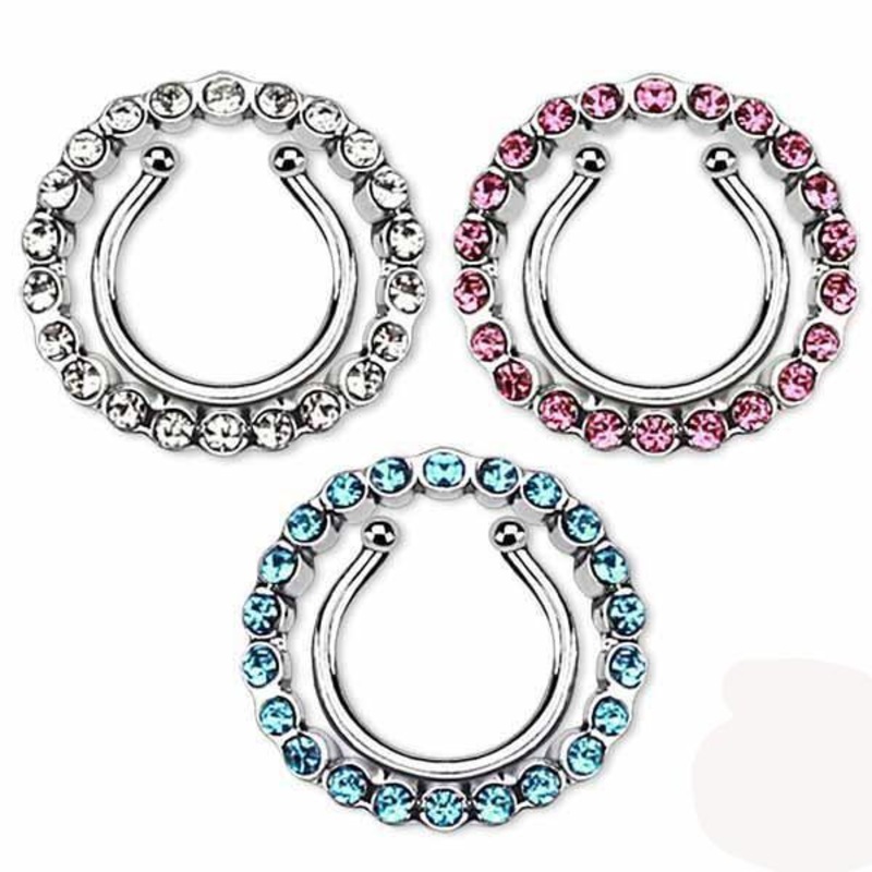 Gem Circle Non-Piercing Nipple Shield- 8mm Aqua (Single)