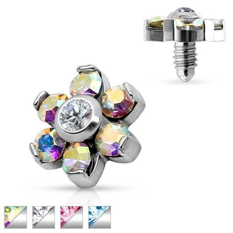 Gem Flower Dermal Top 14G Pink