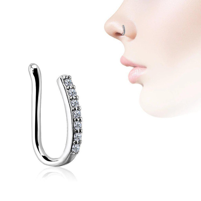 Gem Paved Non-Piercing Nose Ring