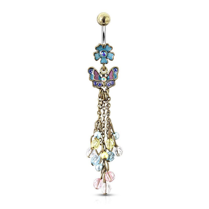 Vintage Butterfly Chain Belly Bar