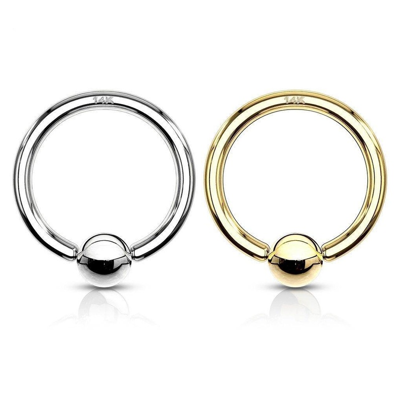 14kt Gold Captive Ring White Gold 18G 6mm – 3mm