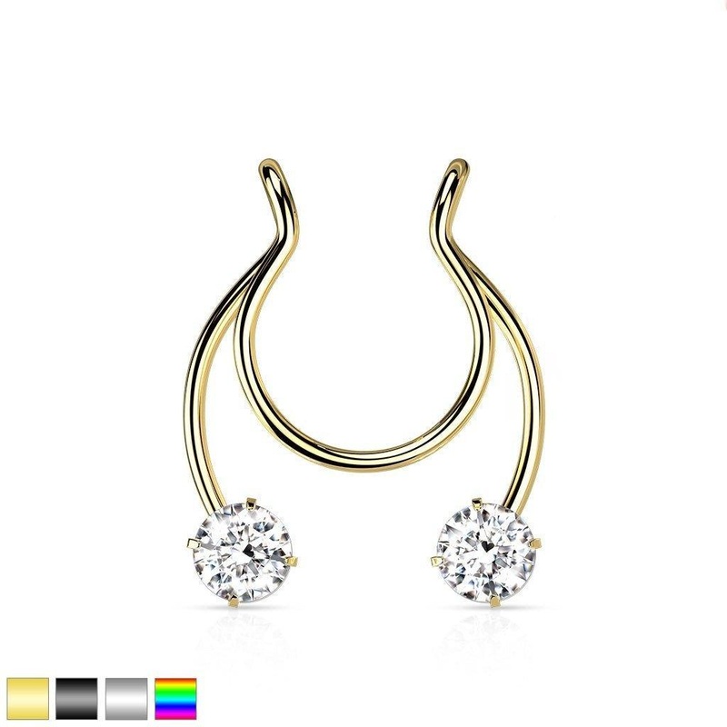 Gem Non-Piercing Nipple/Septum Dangle Black (Single)