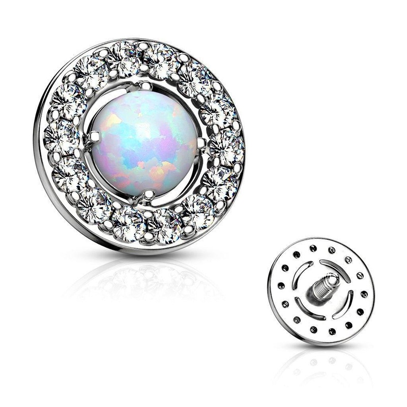 Gemmed Opal Dermal Top 14G Gold