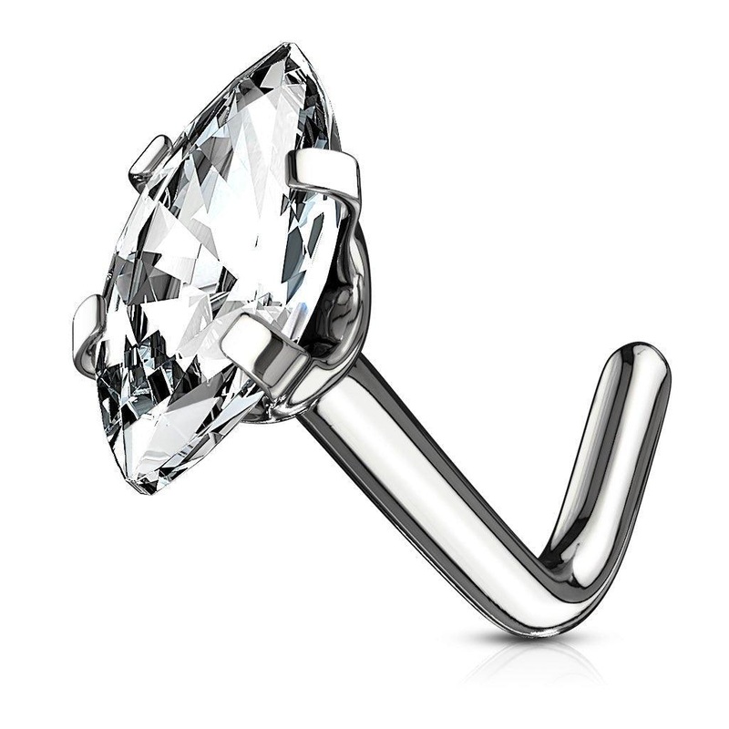 Marquise Gem Nose L Bend 20G 18G 20G