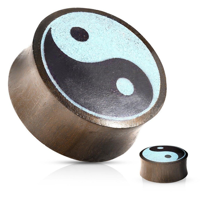 Yin Yang Turquoise and Sono Wood Plug 8mm(0G) (Single)