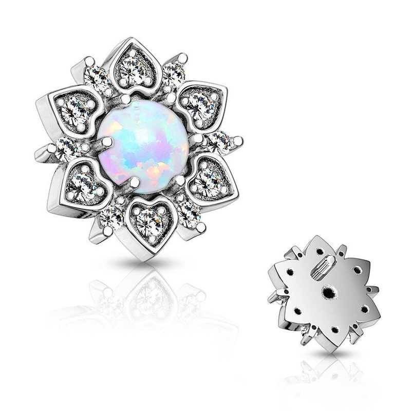 Filigree Opal Dermal Top 14G Gold White