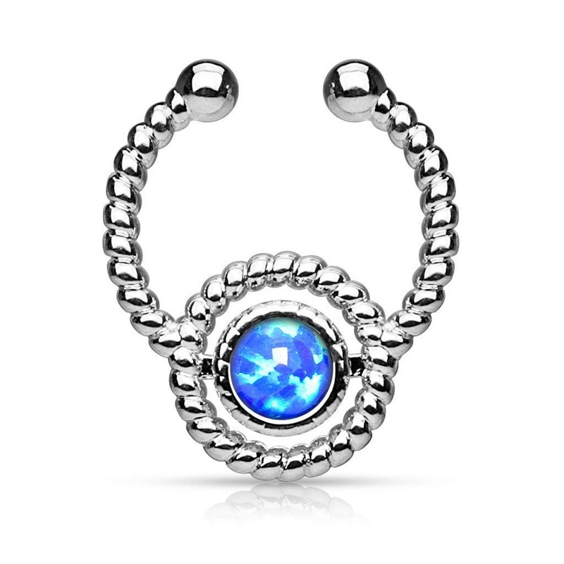 Opal Twist Non-Piercing Septum Ring Gold