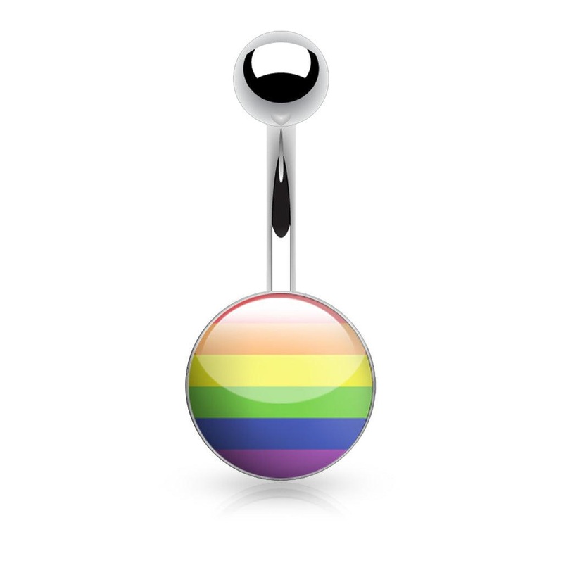 Pride Belly Bar 14G Rainbow 5mm & 8mm