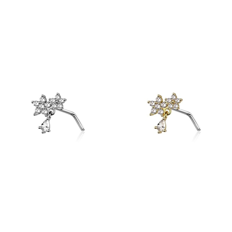 Star Dangle Nose L Bend 20G Gold