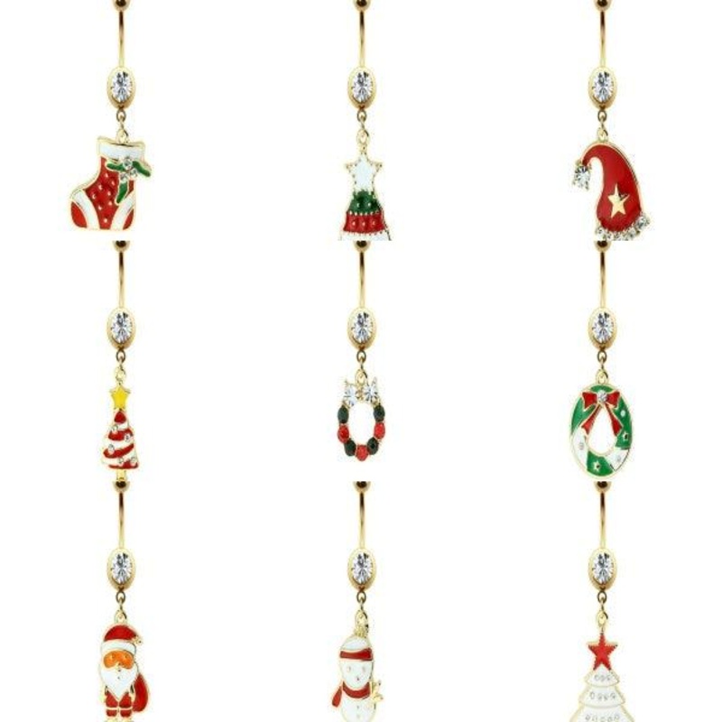 Xmas Dangle Belly Bar 14G Xmas Tree with White Star