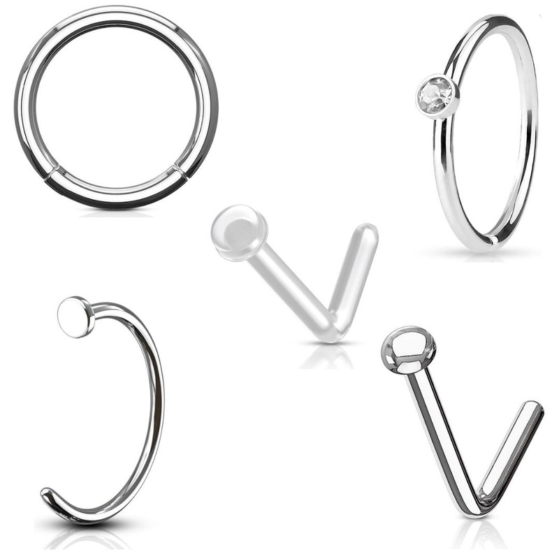 4pc Nose Jewellery and Retainer 20G Black