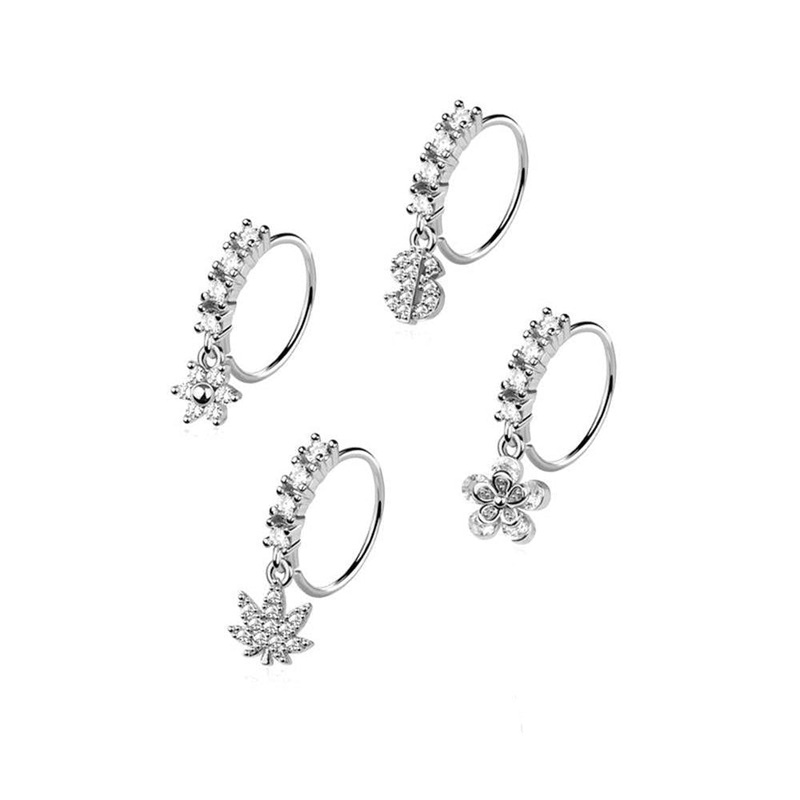 4pc Nose Ring 20G Dollars & Pot Leaf Gold