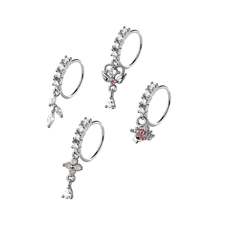 4pc Nose Ring 20G Planet & Wings Gold
