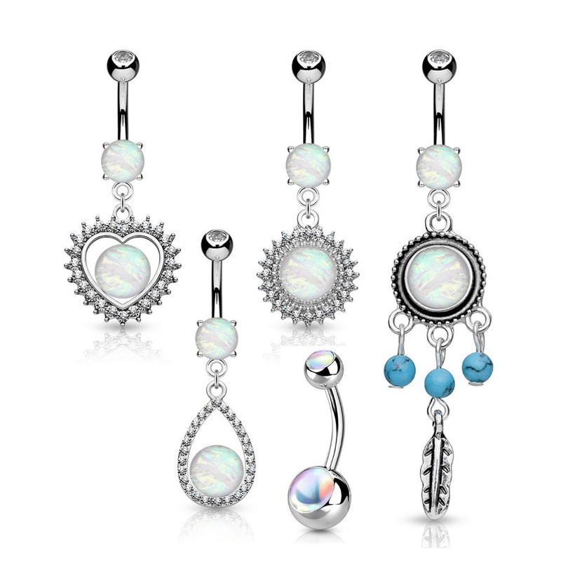 5pc Opal Glitter Belly Bars Value Pack