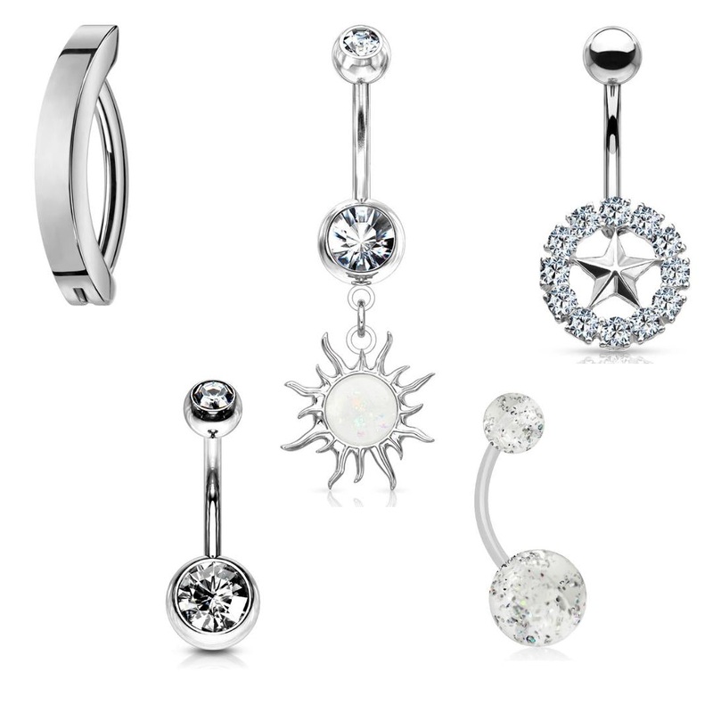 5pc Star Sunburst Belly Bar Value Pack Gold