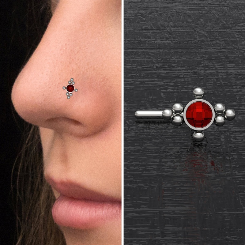 CZ Nose Stud Ring Titanium