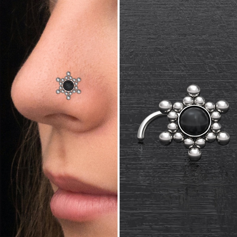 Onyx Nose Stud Ring Surgical Steel