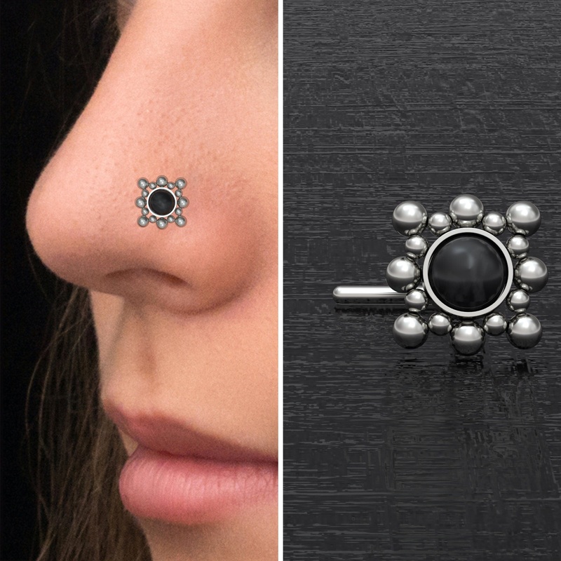 Onyx Nose Stud Titanium