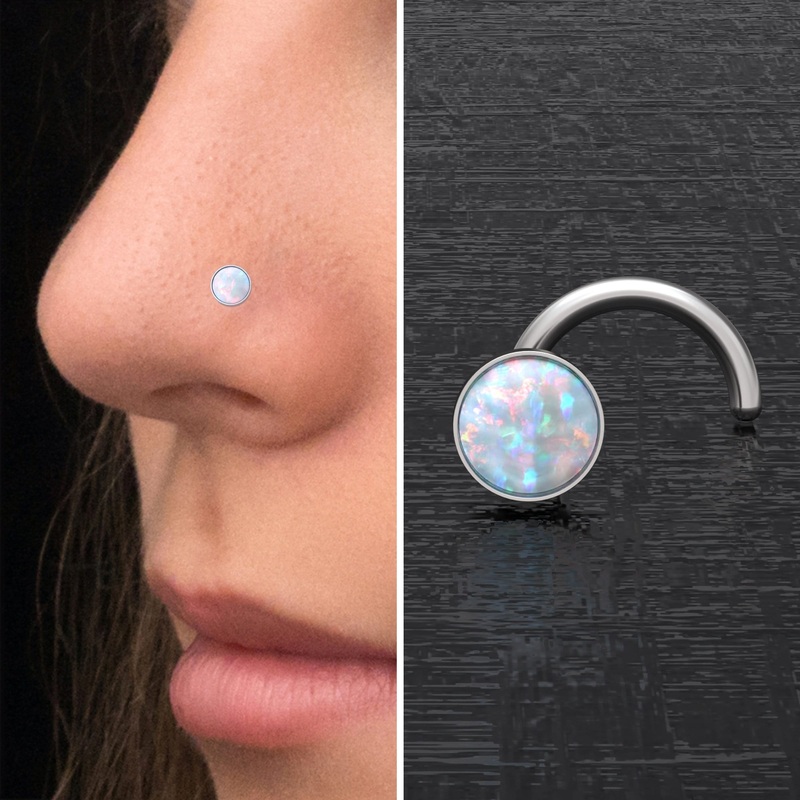 Opal Nose Bone Stud Surgical Steel