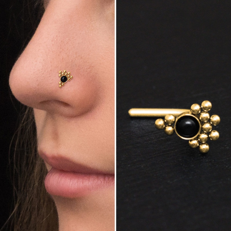 Surgical Steel Nose Screw Stud Onyx